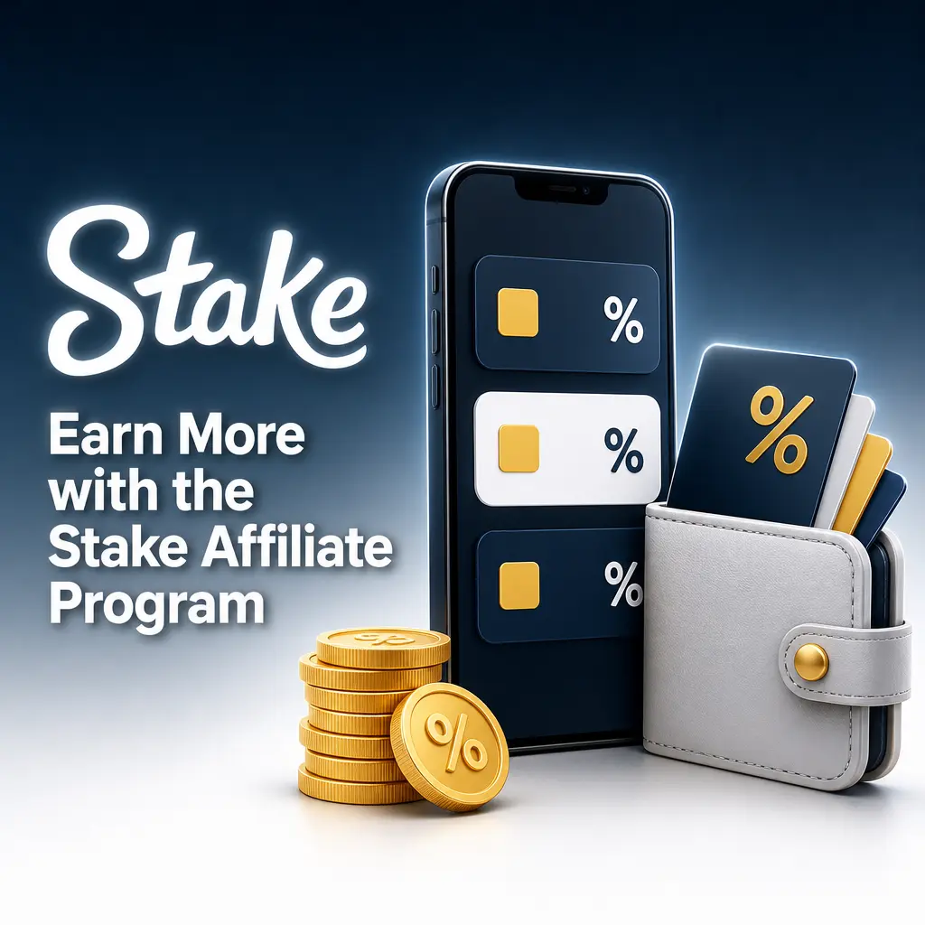 Stake Affiliate Program dashboard tracking referrals, clicks, and uncapped crypto commission earnings
