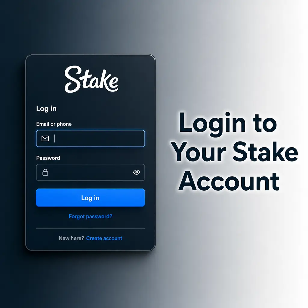 Login screen for Stake account showing options to sign in with email, phone SMS code, or Google