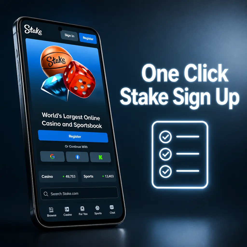 Stake one-click sign up: select Nigeria, choose NGN currency, and complete registration instantly without email or phone.