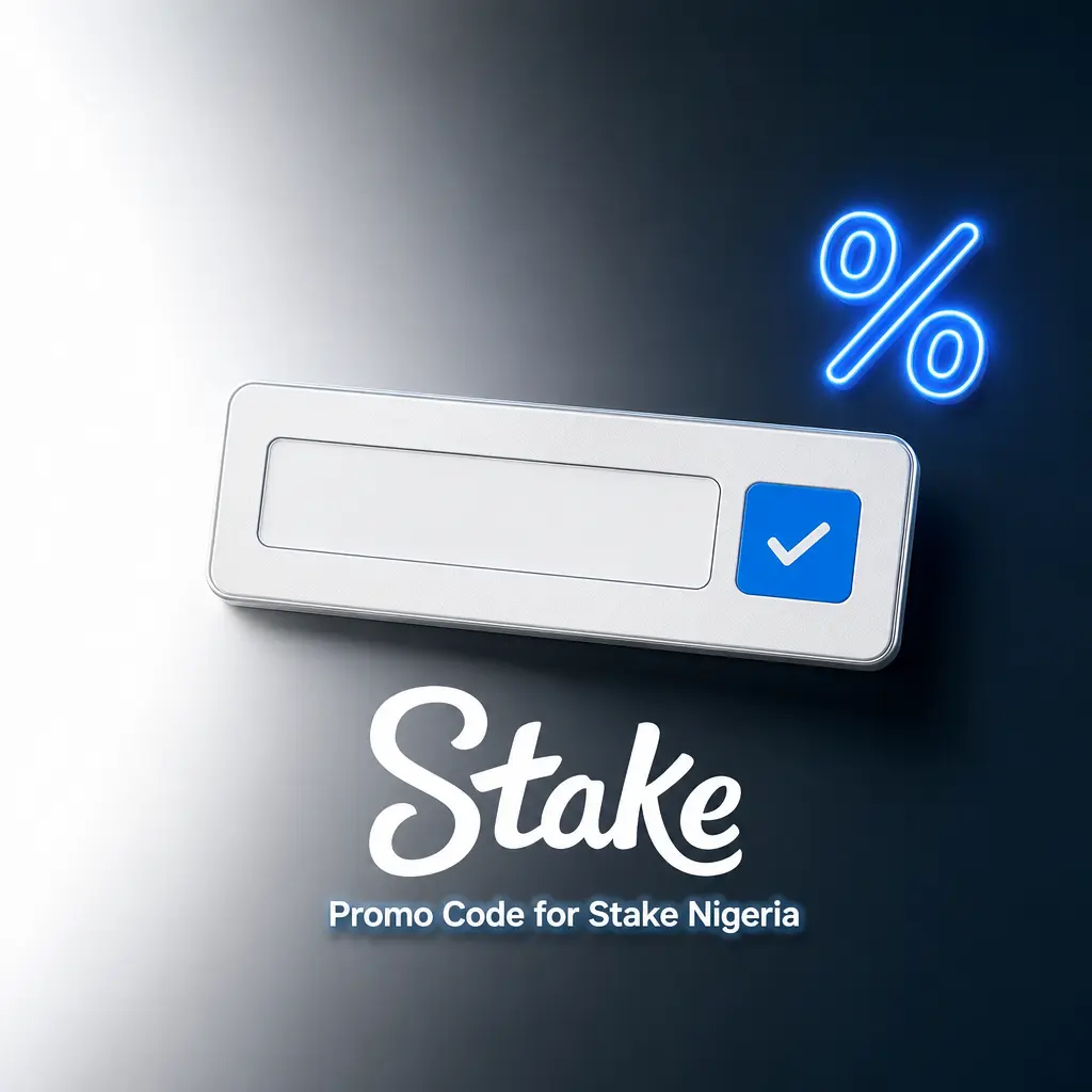 Promo code for Stake Nigeria showing bonus redemption steps for free spins and deposit match offers on the platform