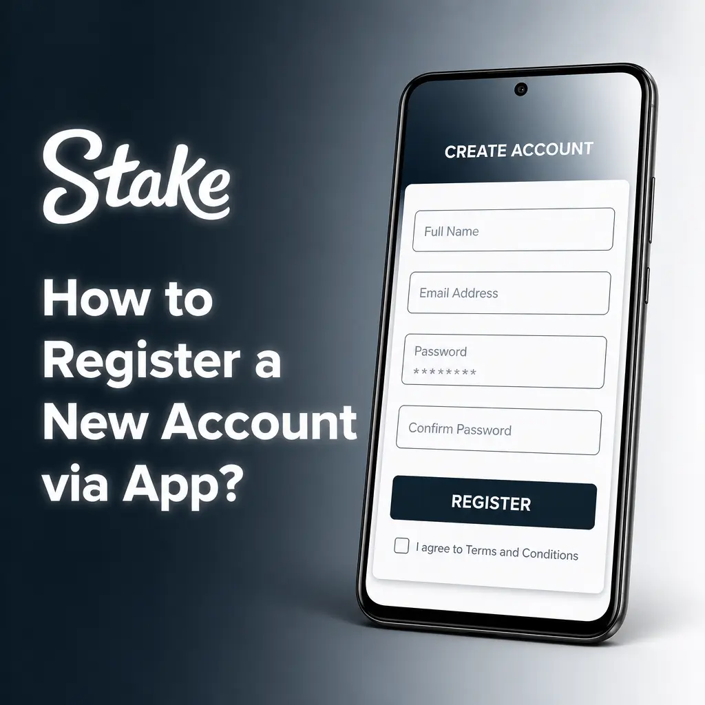 Step-by-step guide to registering a new Stake account via the app, from launch to OTP confirmation.