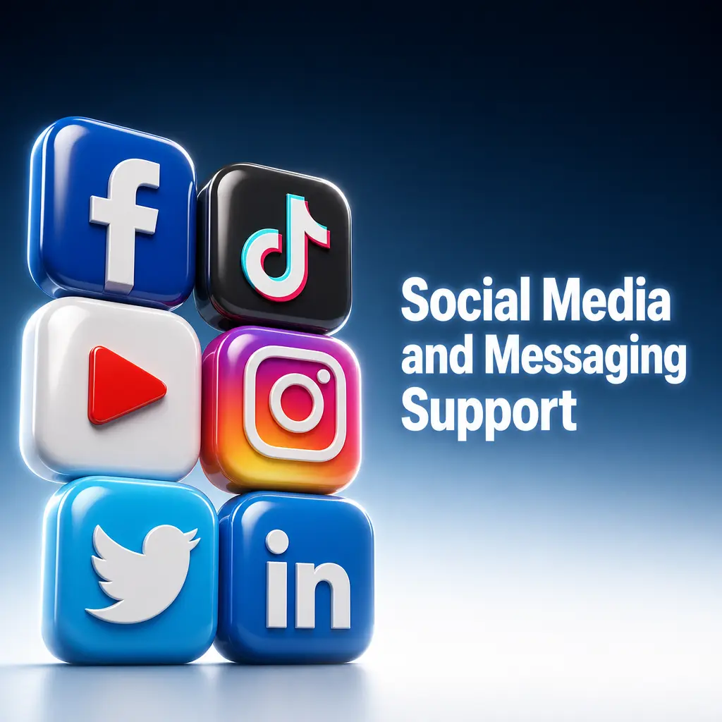Stake social media icons for Twitter and Instagram, used for announcements and general community support inquiries.